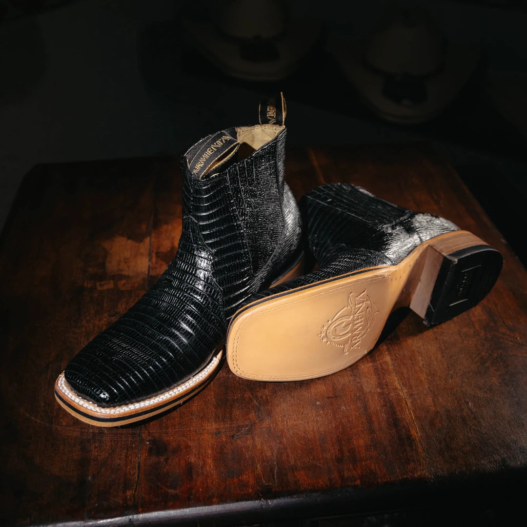 Botin Armenta Grabado Lizard Negro 002
