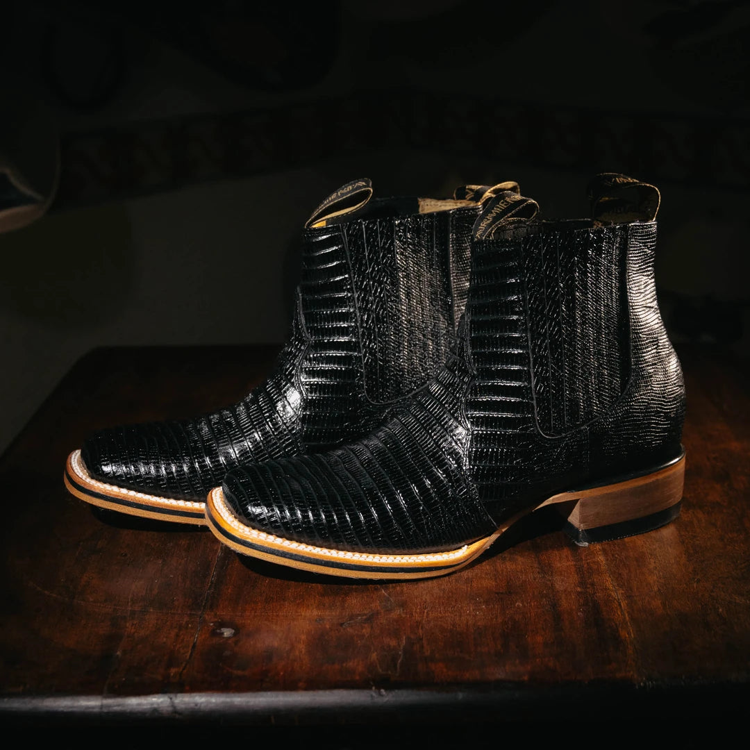 Botin Armenta Grabado Lizard Negro 002