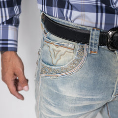Pantalon Platini Celeste Aplicación Bco 201