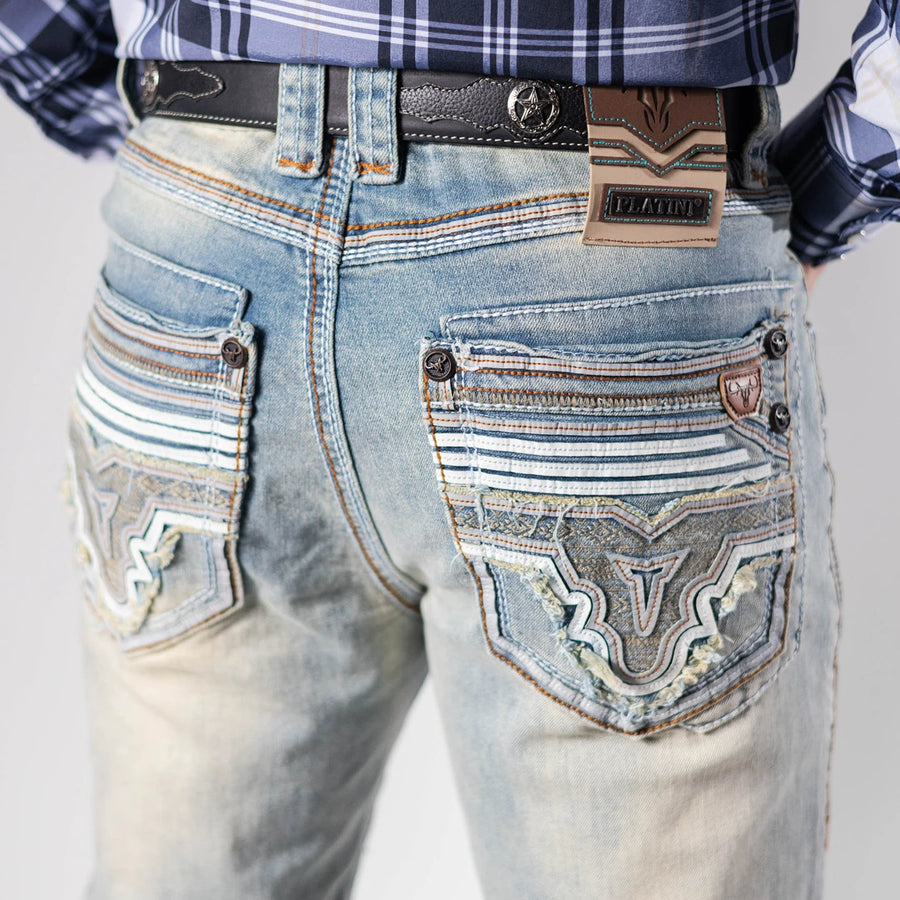 Pantalón Platini Celeste Aplicación Blanco 201