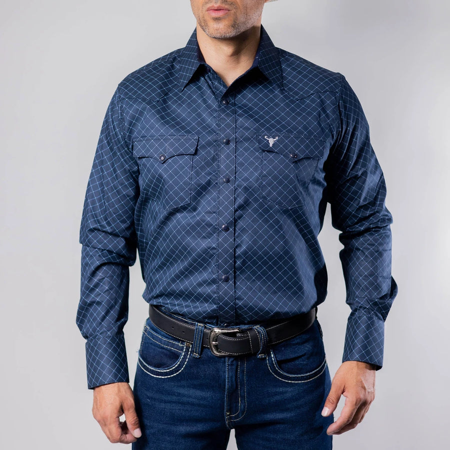 Camisa Cactus Estampada Azul Marino 134