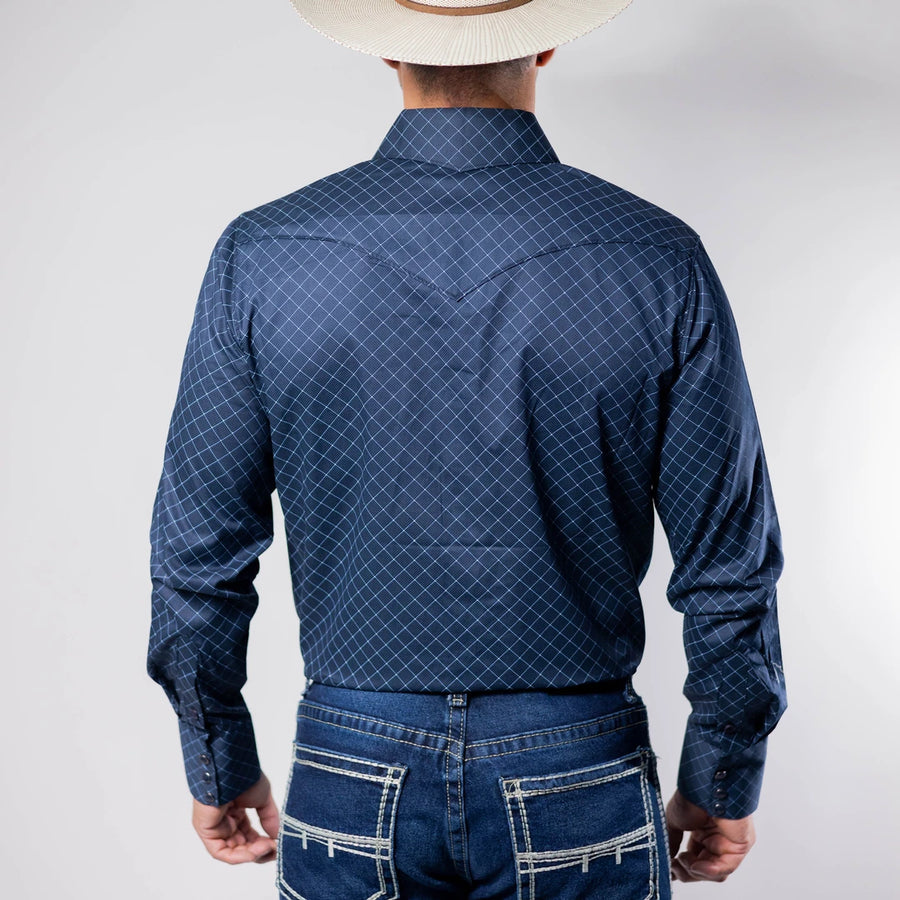 Camisa Cactus Estampada Azul Marino 134