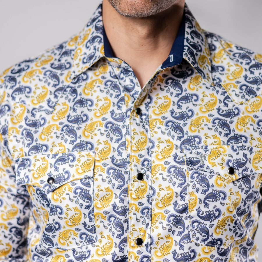 Camisa Cactus Estampada Blanco/Azul 139