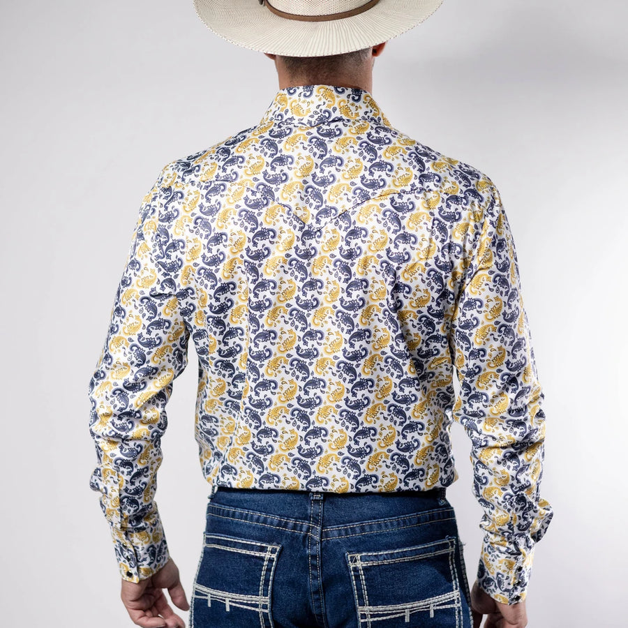 Camisa Cactus Estampada Blanco/Azul 139