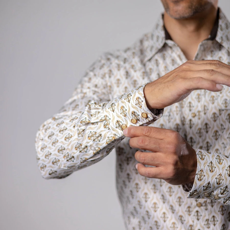 Camisa Cactus Estampada Blanco/Dorado 142