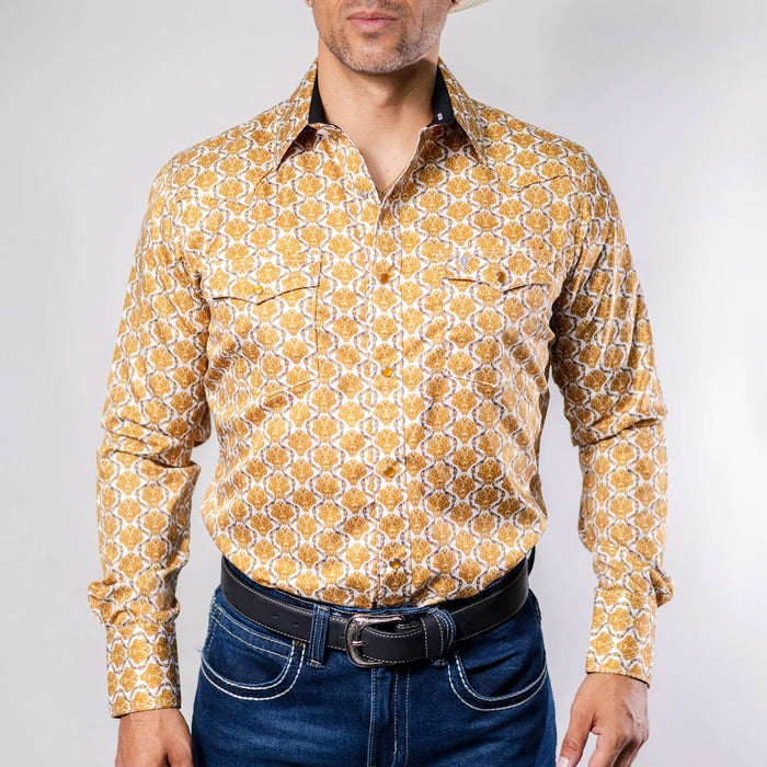 Camisa Cactus Estampada Jaquard Blanco/Oro 144