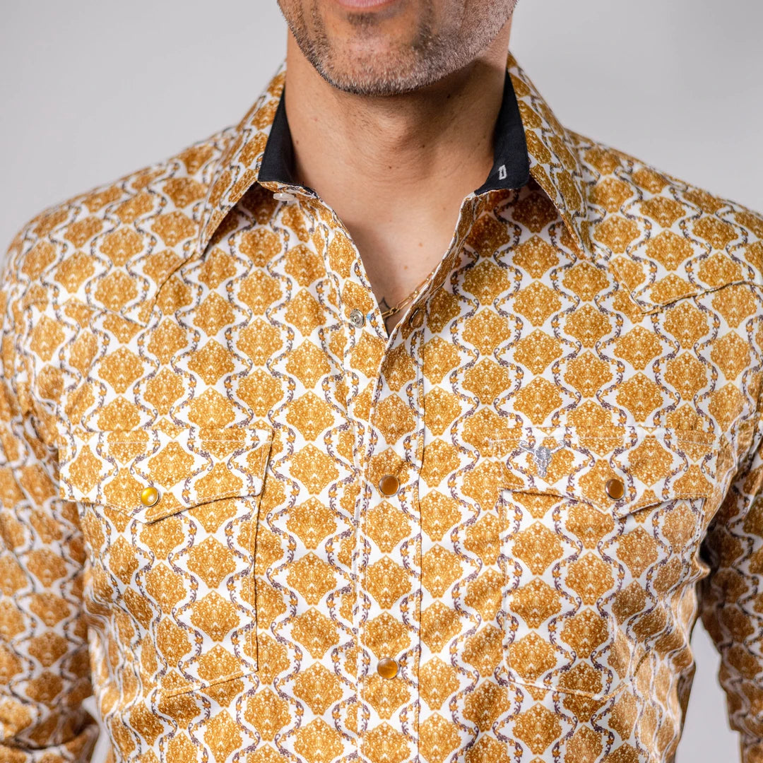 Camisa Cactus Est Jaquard Blanco/Oro 144