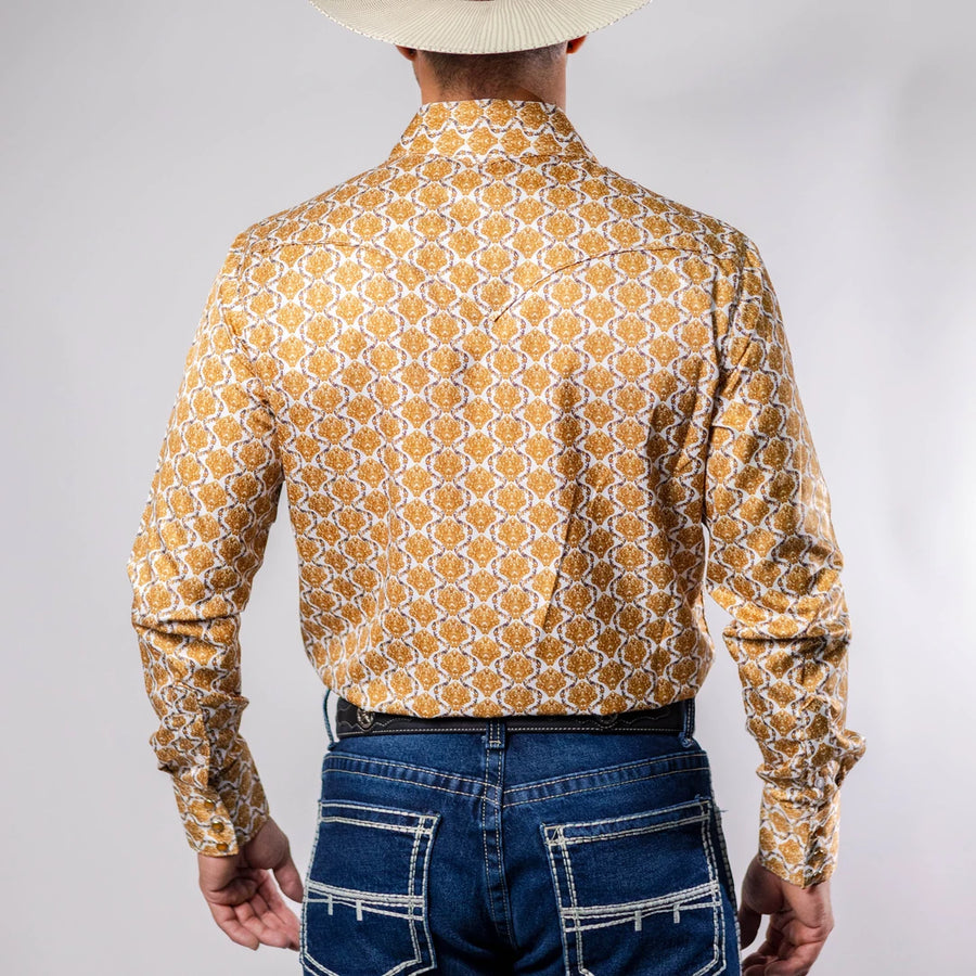 Camisa Cactus Estampada Jaquard Blanco/Oro 144
