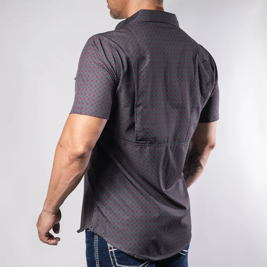 Camisa Platini Manga Corta Performace Estampada Gris 060