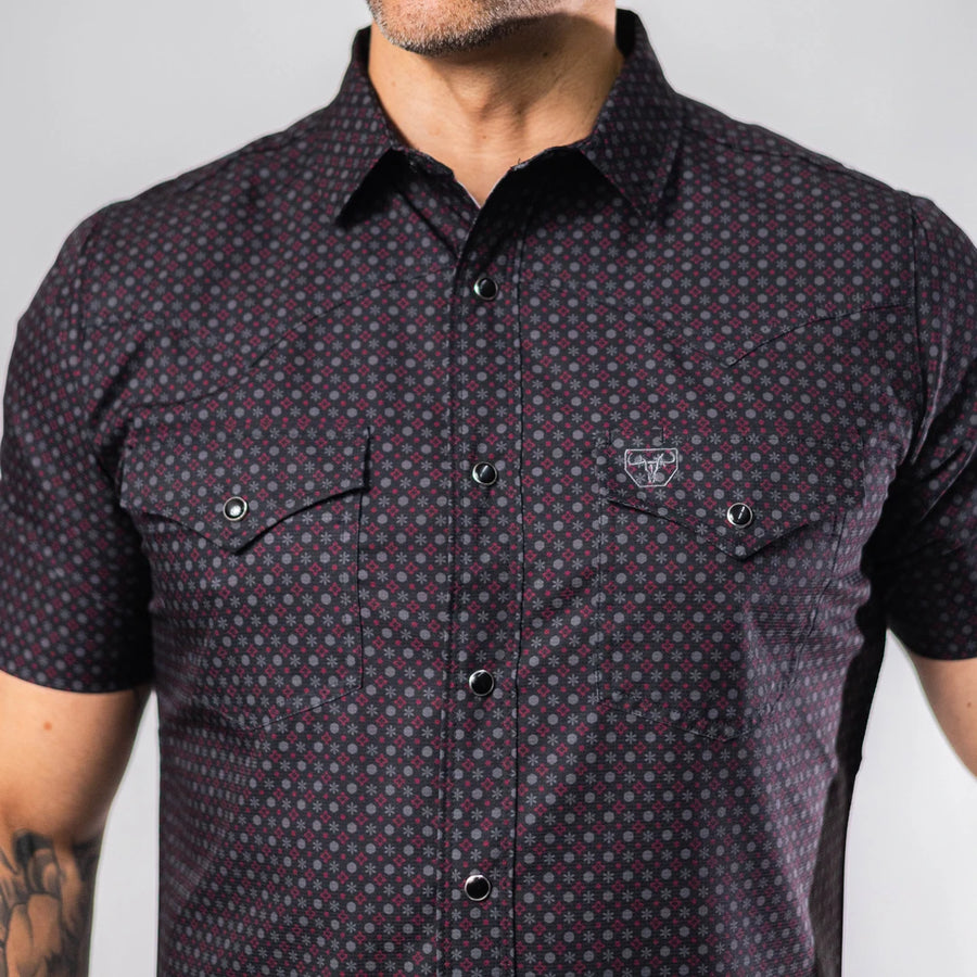 Camisa Platini Manga Corta Performace Estampada Negro 067