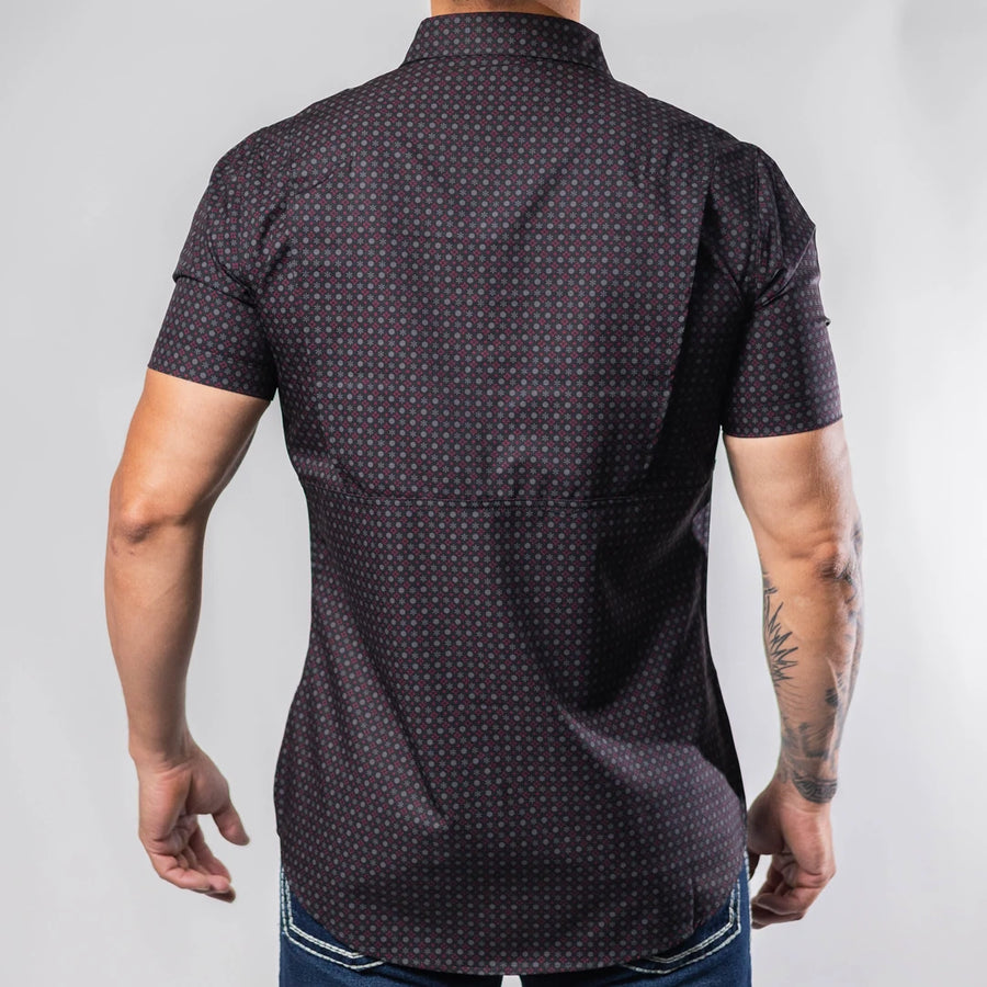 Camisa Platini Manga Corta Performace Estampada Negro 067