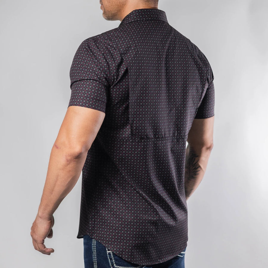 Camisa Platini Manga Corta Performace Estampada Negro 067
