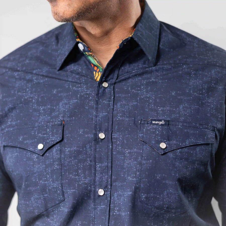 Camisa Wrangler Retro Estampada Azul/Blanco 275