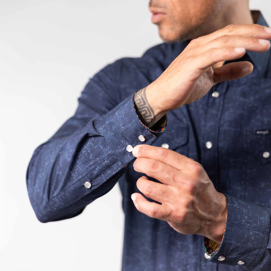 Camisa Wrangler Retro Estampada Azul/Blanco 275