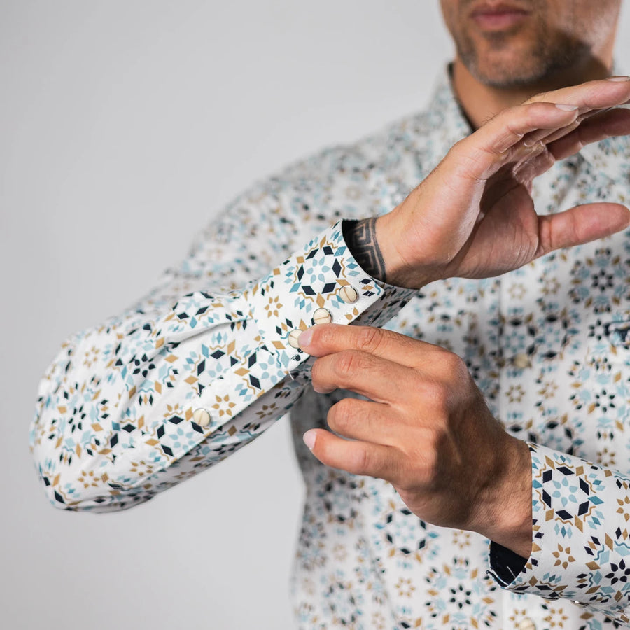Camisa Platini Modern Fit Estampada Blanco 076