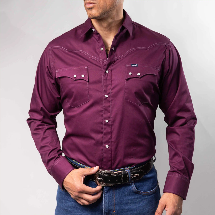 Camisa Wrangler Retro Lisa Bord Vino 276