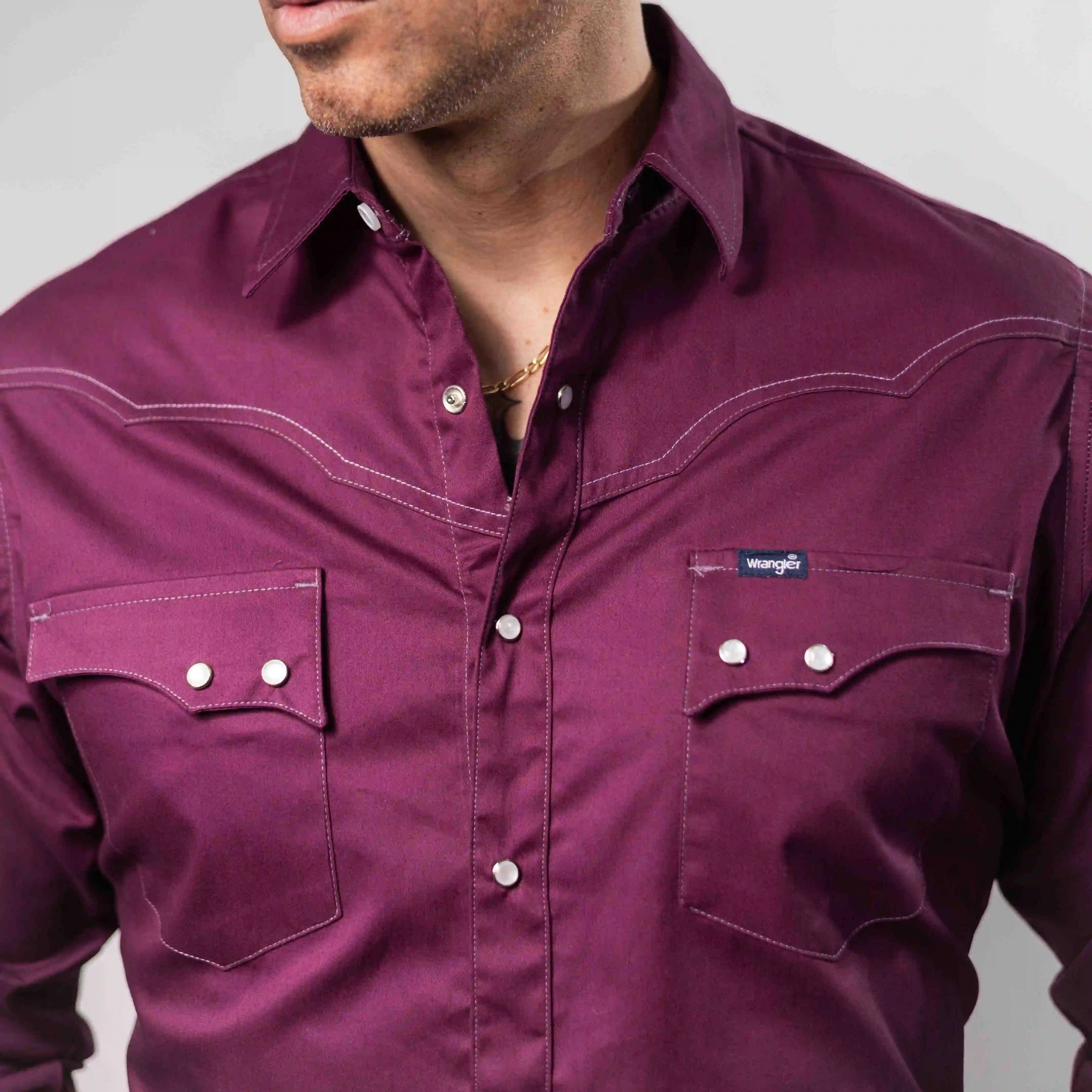 Camisa Wrangler Retro Lisa Bord Vino 276