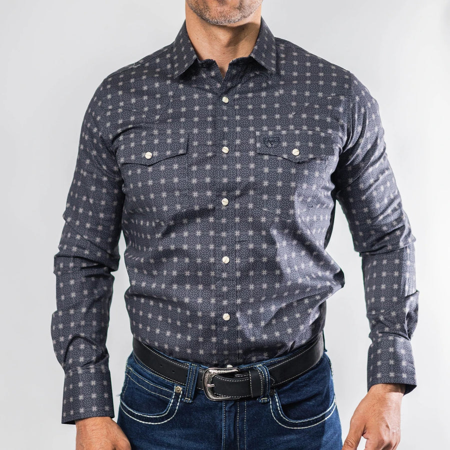 Camisa Platini Modern Fit Estampada Gris 077