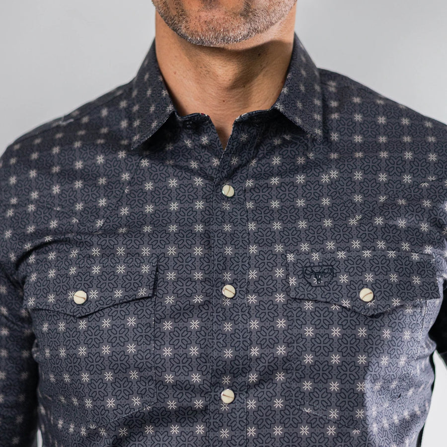 Camisa Platini Modern Fit Estampada Gris 077