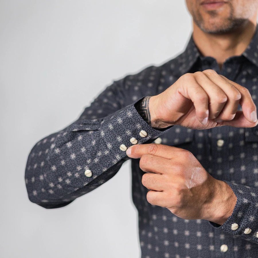 Camisa Platini Modern Fit Estampada Gris 077