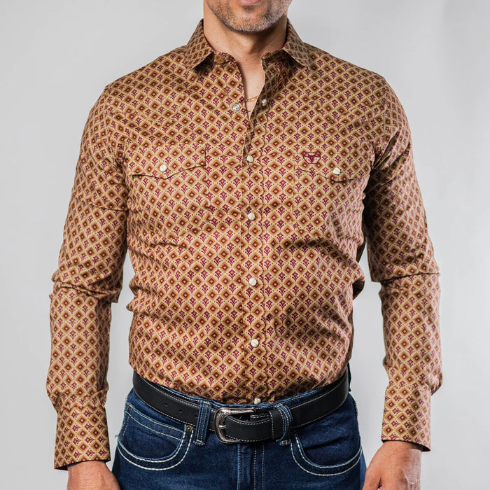 Camisa Platini Modern Fit Estampada Khaki 082