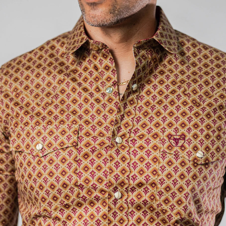 Camisa Platini Modern Fit Estampada Khaki 082