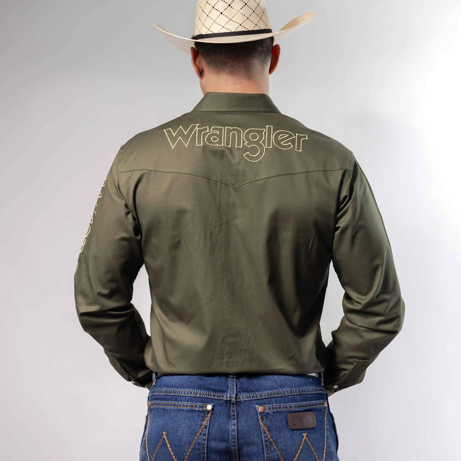Camisa Wrangler Bordado Logo Olivo 279