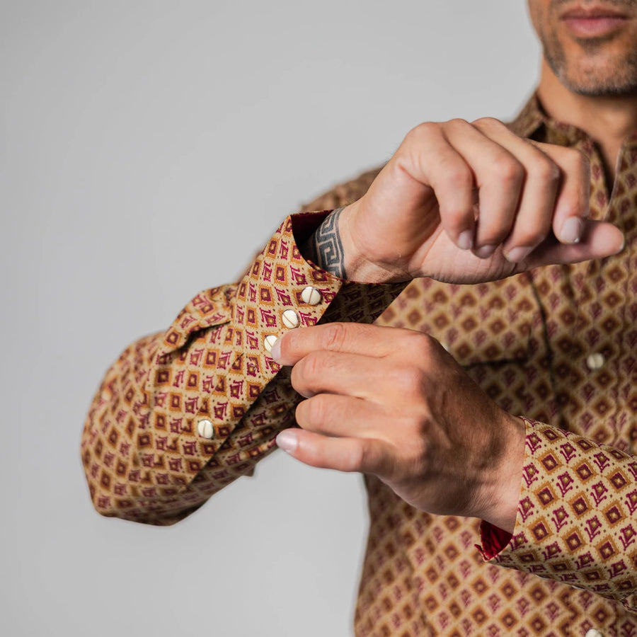 Camisa Platini Modern Fit Estampada Khaki 082