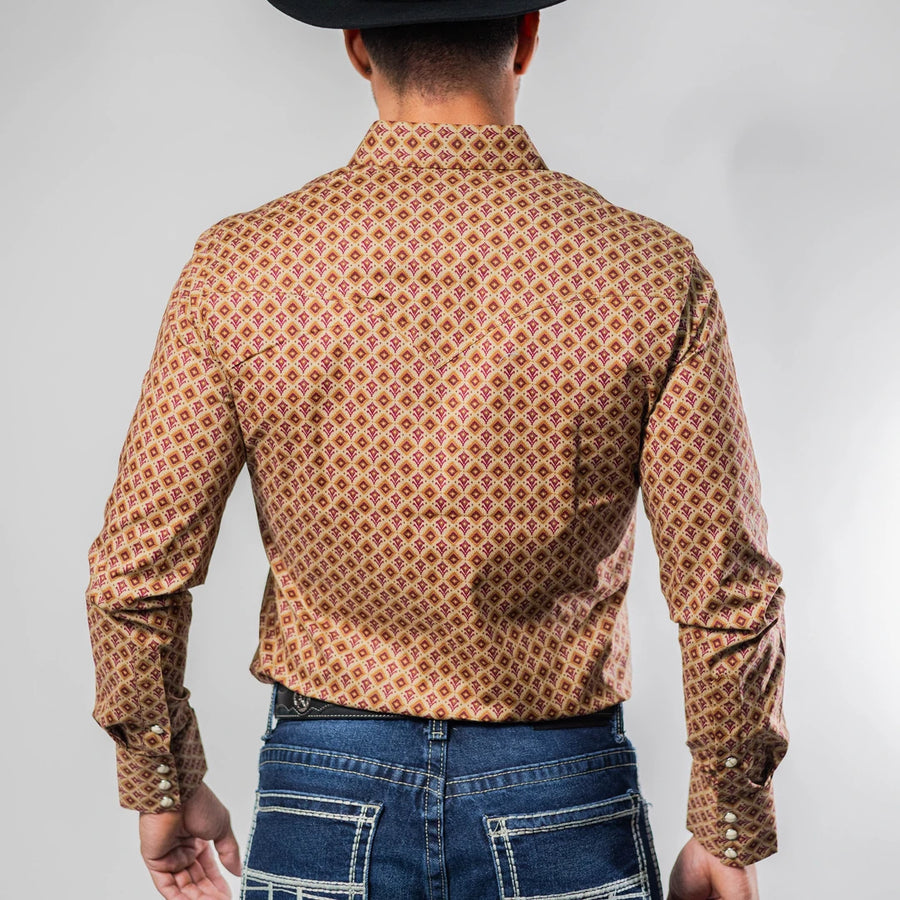 Camisa Platini Modern Fit Estampada Khaki 082