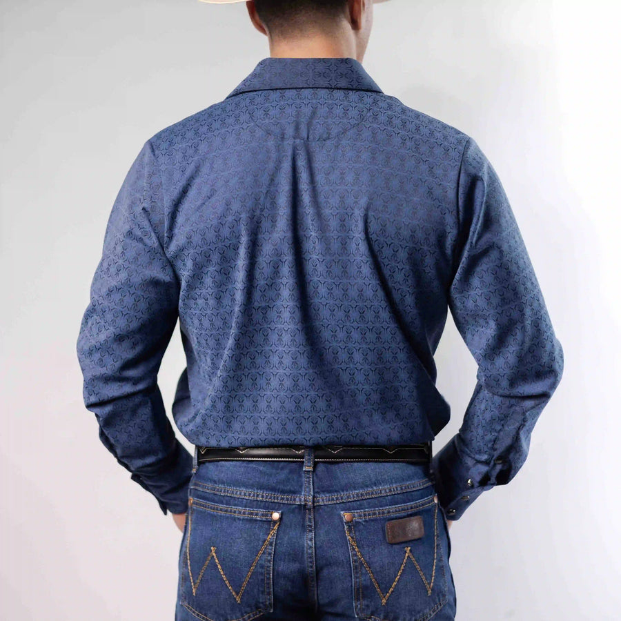 Camisa Custer Estampada Boston Talavera Azul 026
