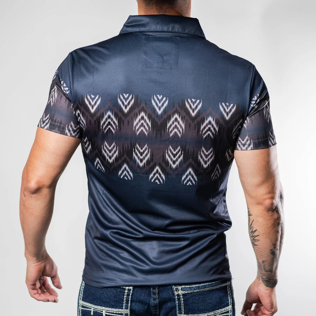 Polo Platini Fit Est Azul/Gris 080