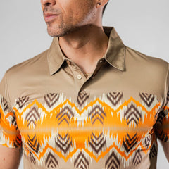 Polo Platini Fit Est Khaki/Naranja 081