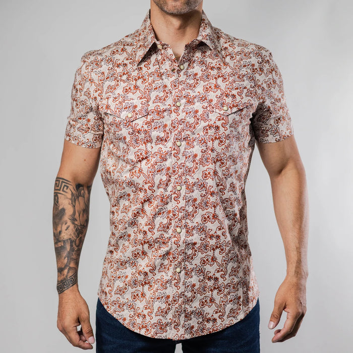 Camisa Rock&Roll Manga Corta Estampada Amibas Beige 062