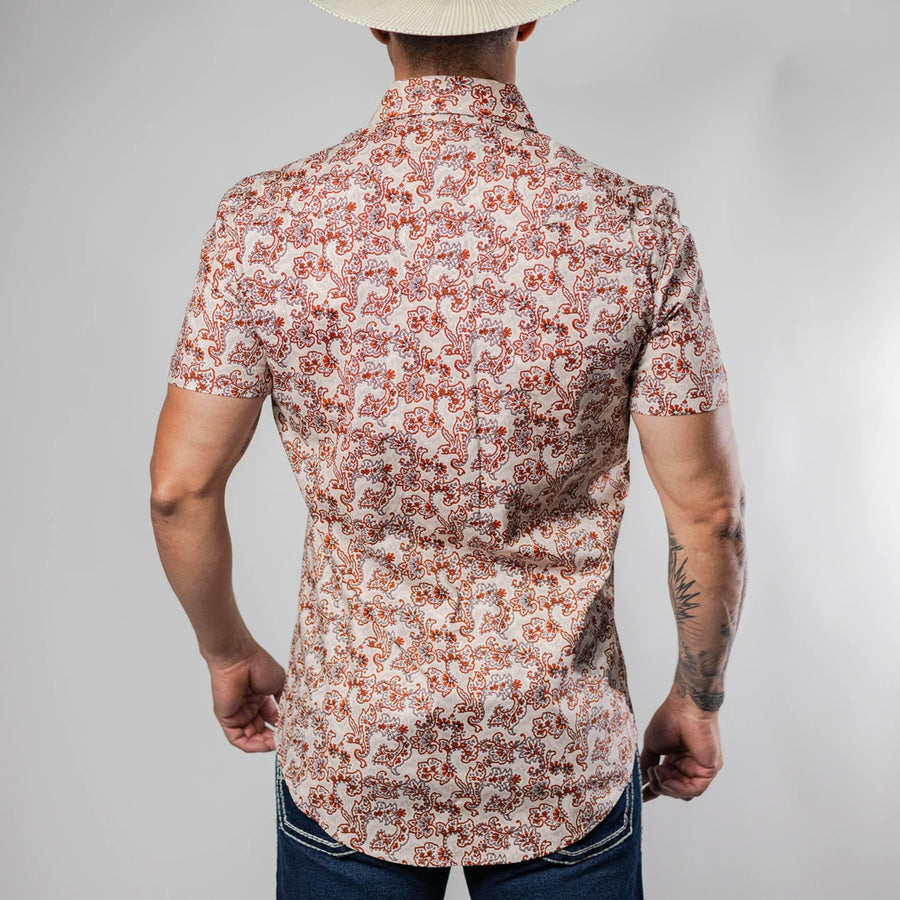 Camisa Rock&Roll Manga Corta Estampada Amibas Beige 062