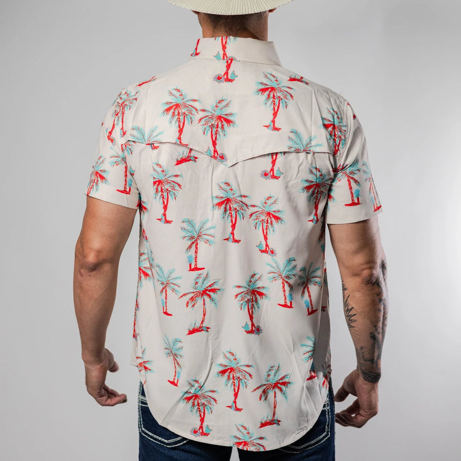 Camisa Rock&Roll Manga Corta Performance Estampada Beige 060
