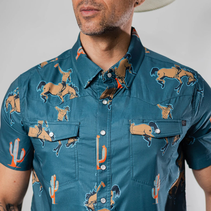 Camisa Rock&Roll Manga Corta Performance Estampada Azul 061