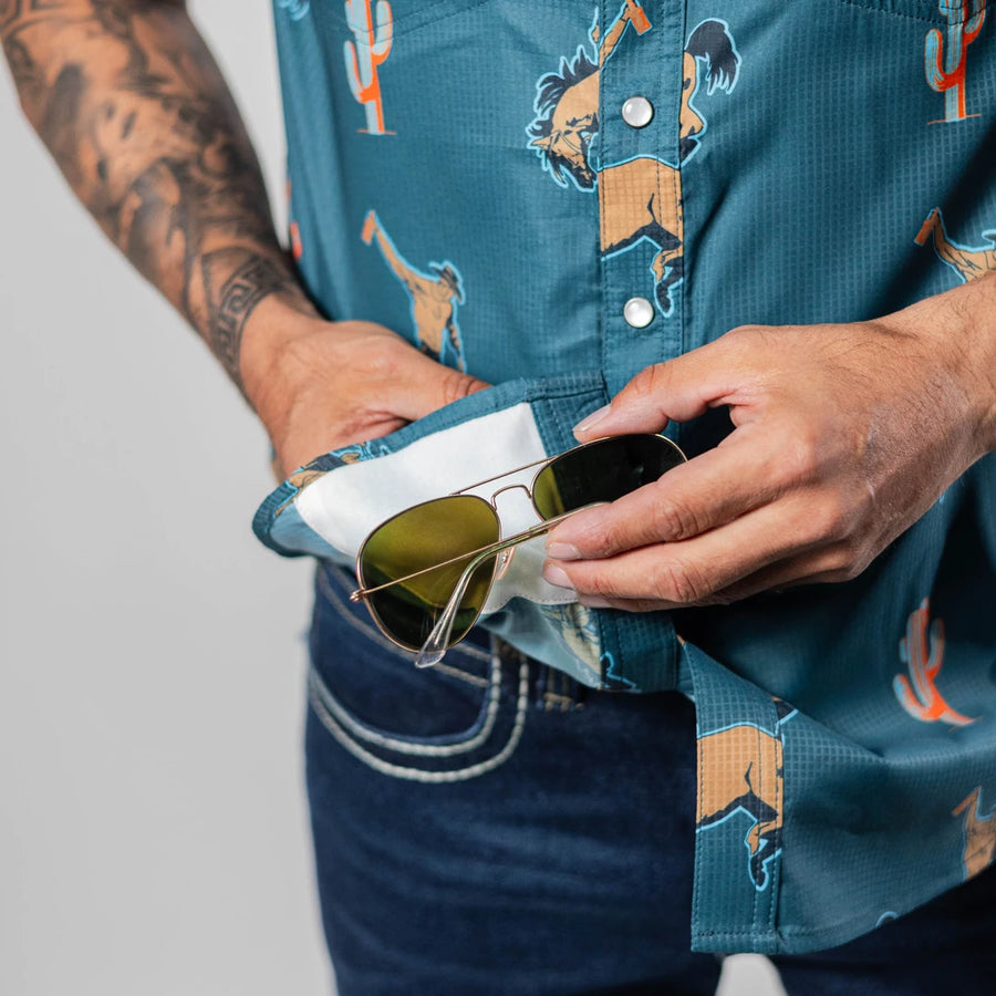 Camisa Rock&Roll Manga Corta Performance Estampada Azul 061