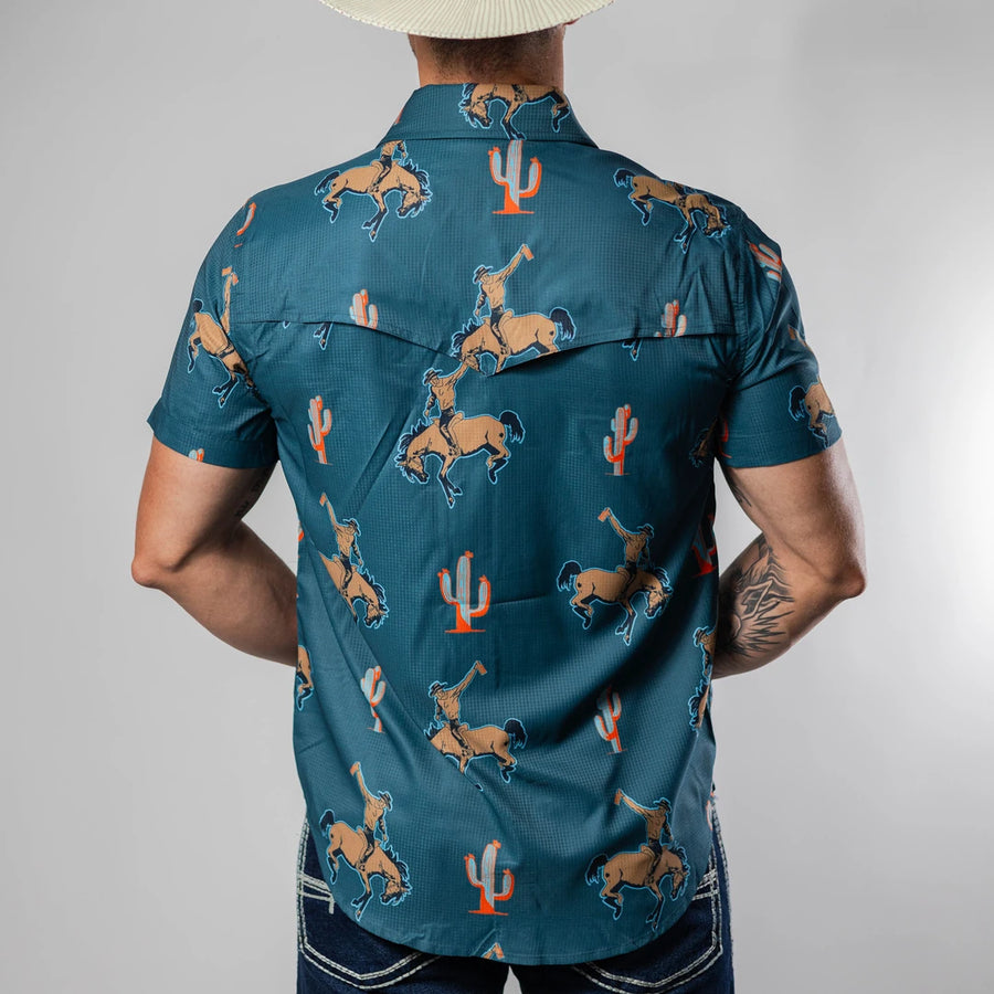 Camisa Rock&Roll Manga Corta Performance Estampada Azul 061
