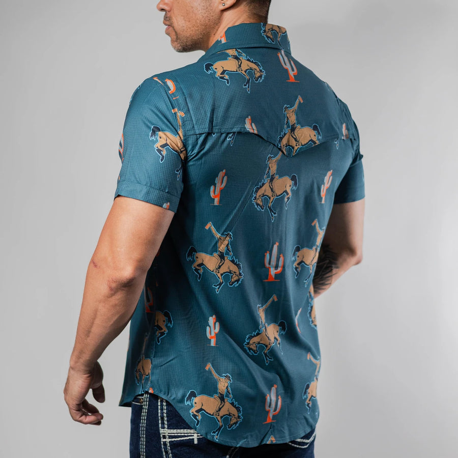 Camisa Rock&Roll Manga Corta Performance Estampada Azul 061