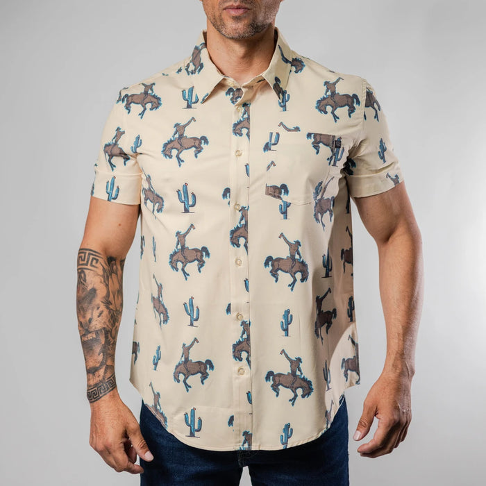 Camisa Rock&Roll Manga Corta Performance Estampada Beige 058