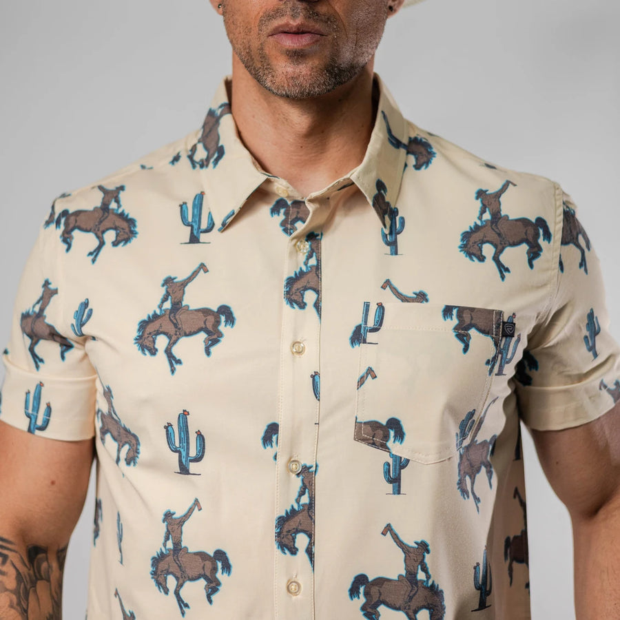 Camisa Rock&Roll Manga Corta Performance Estampada Beige 058