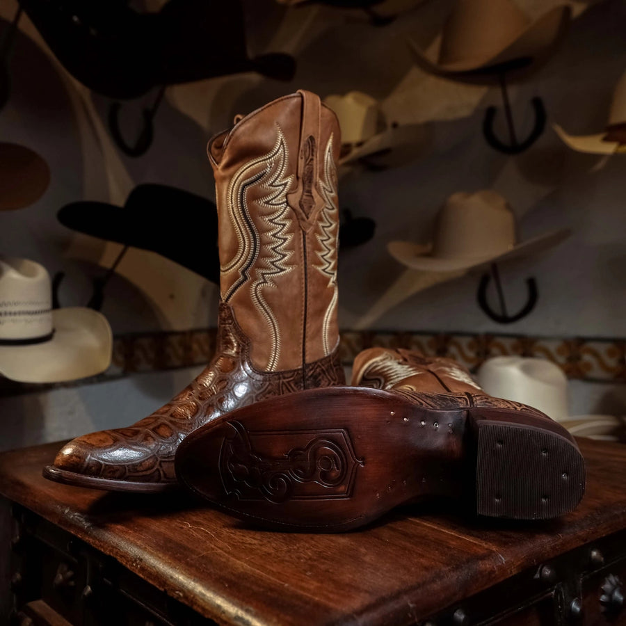 Bota Tejano Caguama Print Cafe H-Oval 064