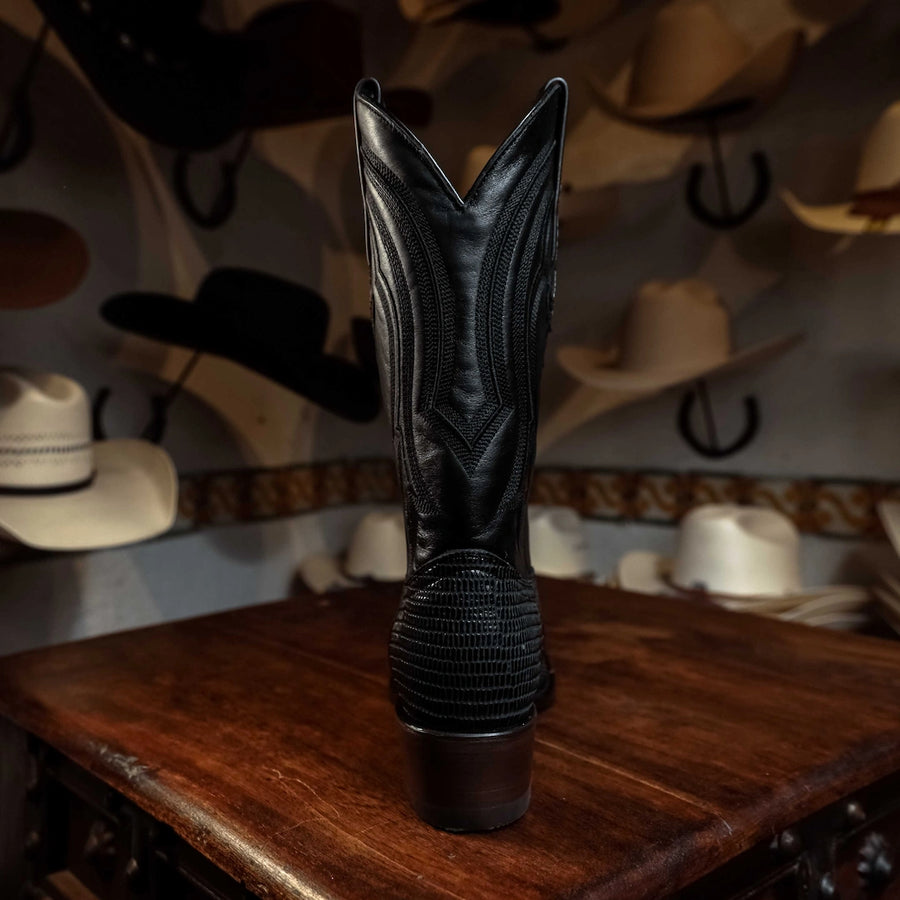 Bota Tejano Lizard Print Negro 065