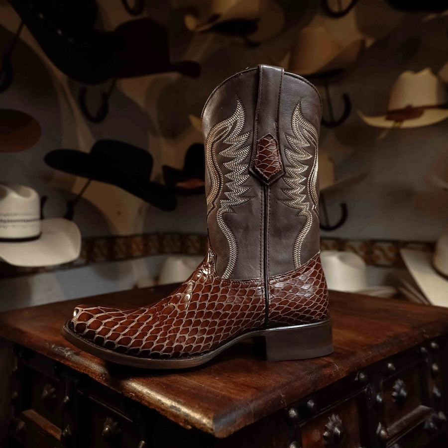 Bota Tejano Joan Piton Print Cognac 076