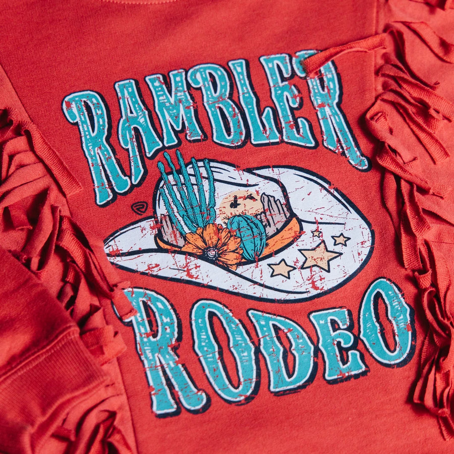 Playera Rock&Roll Manga Larga Kids Flecos Hat Ladrillo 002