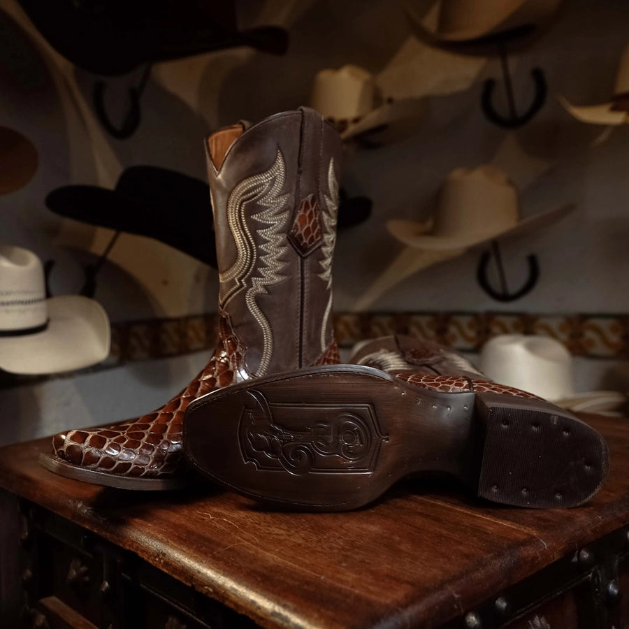 Bota Tejano Joan Piton Print Cognac 076