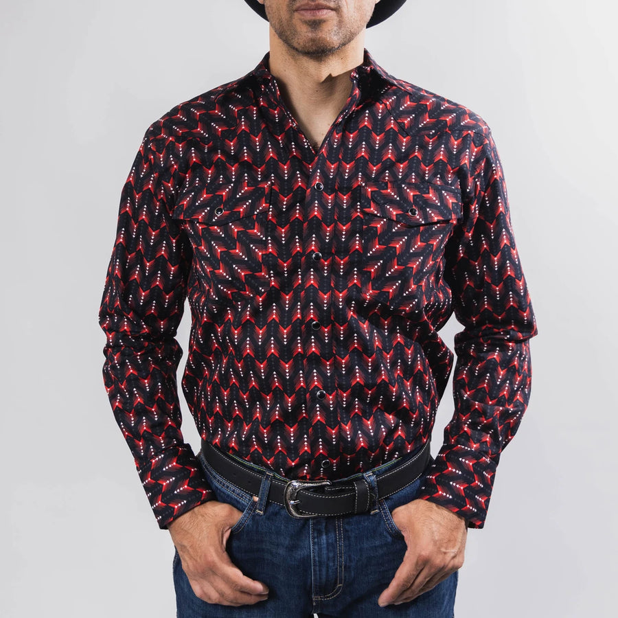 Camisa McAllen Estampada Negra/Rojo 052
