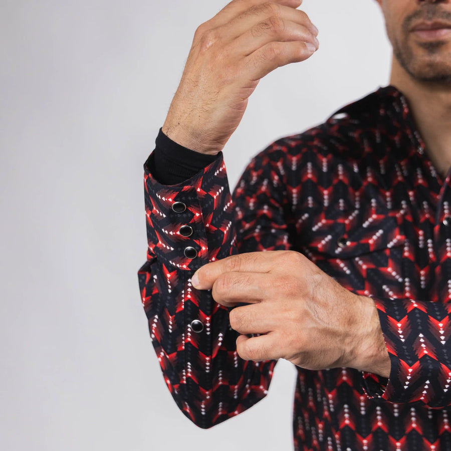 Camisa McAllen Estampada Negra/Rojo 052