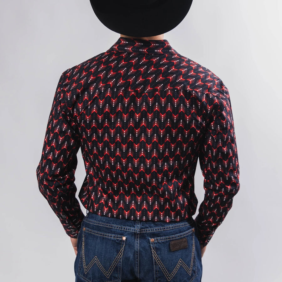 Camisa McAllen Estampada Negra/Rojo 052