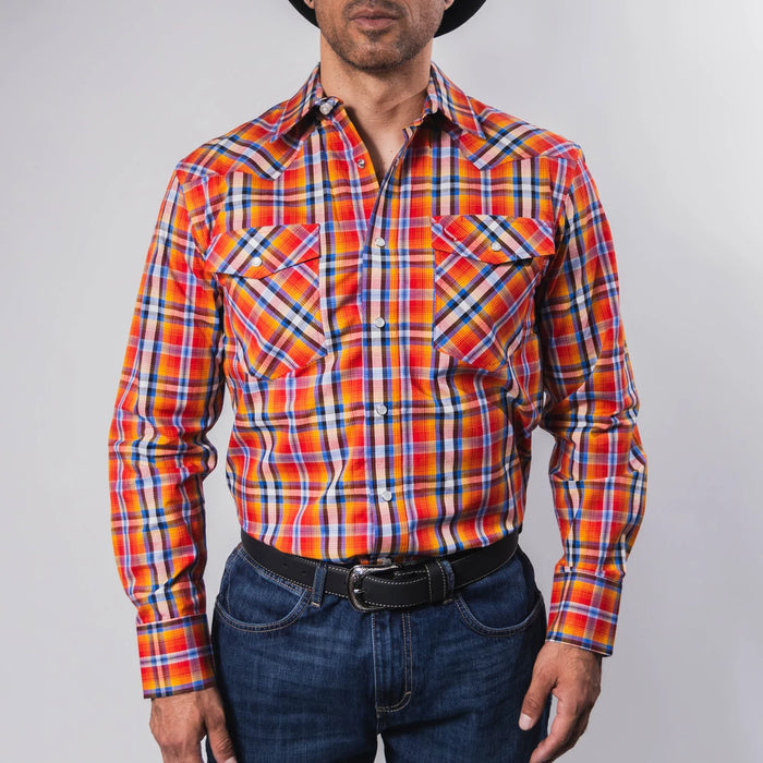 Camisa McAllen Cuadros Naranja/Azul 053